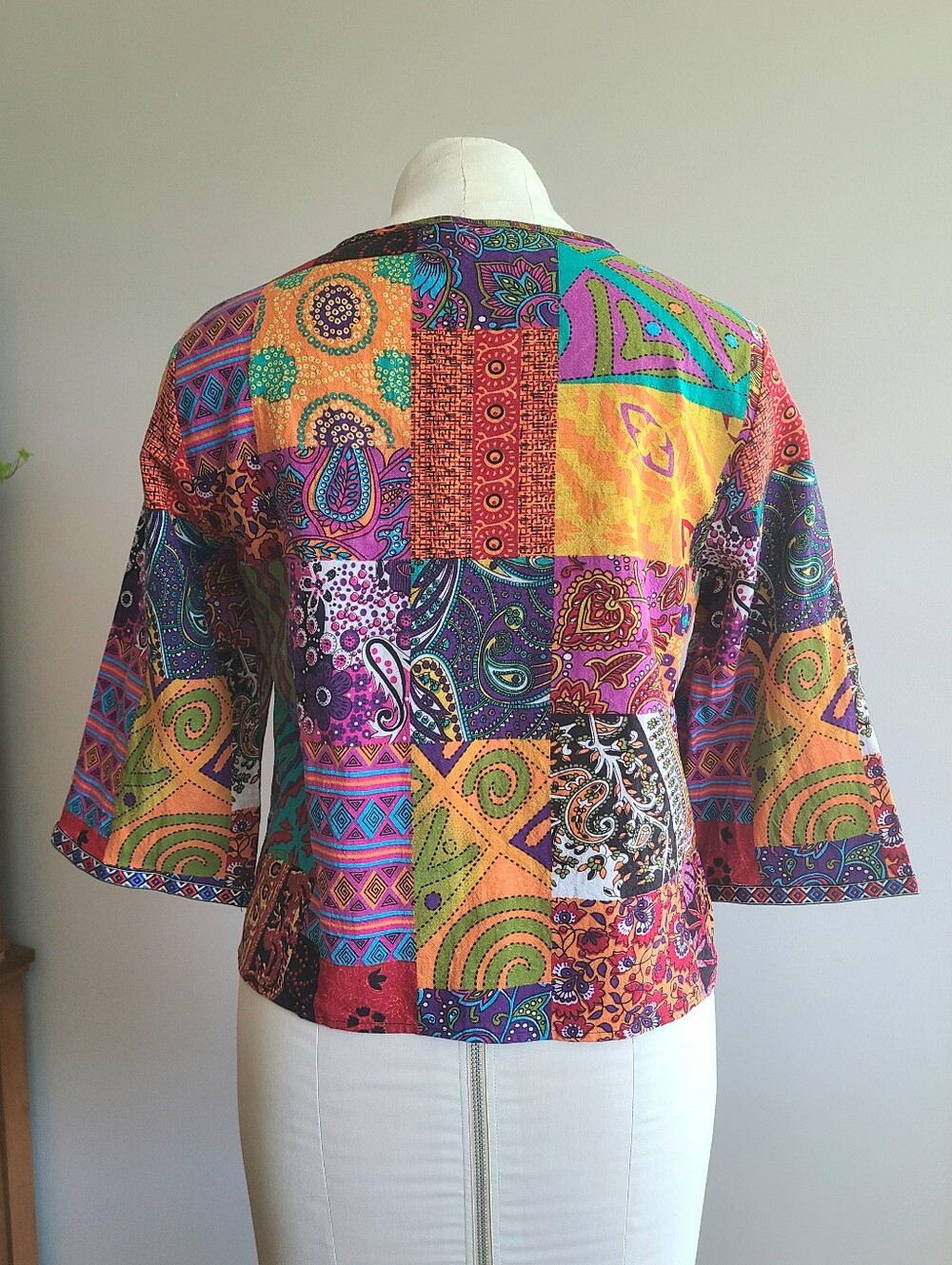 Colorful Patchwork Open Front Jacket - Picture 5 of 12
